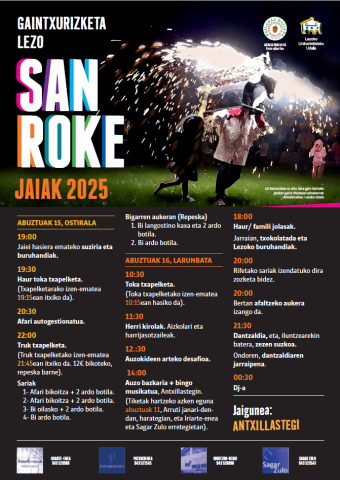 Gaintxurizketako jaiak, 2025